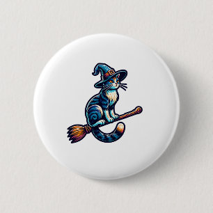 Badge Rond 5 Cm Assistant Chat Halloween sorcière Amoureux de les