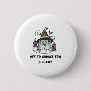 Badge Rond 5 Cm Assistant Grenouille Whimsical Désactivé Pour Enga