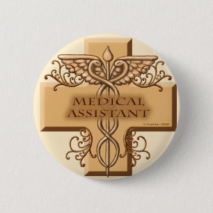 Badge Rond 5 Cm Assistant Médicale épingle Caduceus