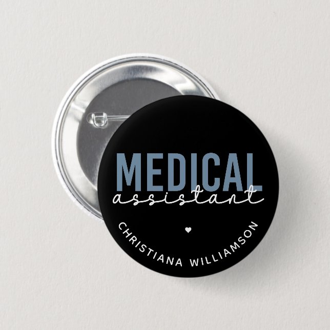 Badge Rond 5 Cm Assistant Médicale personnalisé MA | Assistant cli (Devant & derrière)
