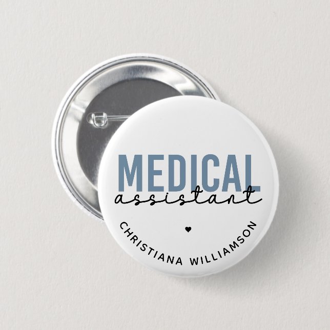 Badge Rond 5 Cm Assistant Médicale personnalisé MA | Assistant cli (Devant & derrière)