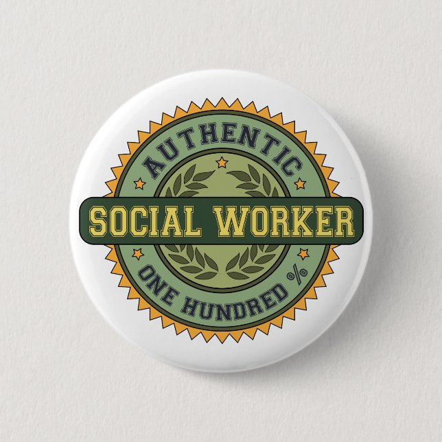 Badge Rond 5 Cm Assistant social authentique (Devant)