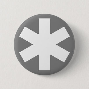 Badge Rond 5 Cm Asterisk - Gris