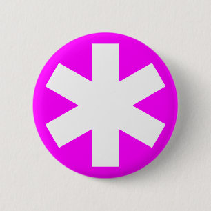 Badge Rond 5 Cm Asterisk - Magenta