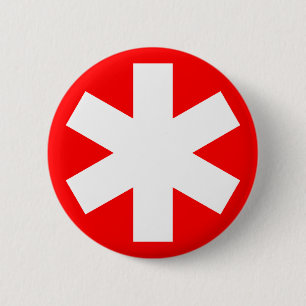 Badge Rond 5 Cm Astérisque - rouge