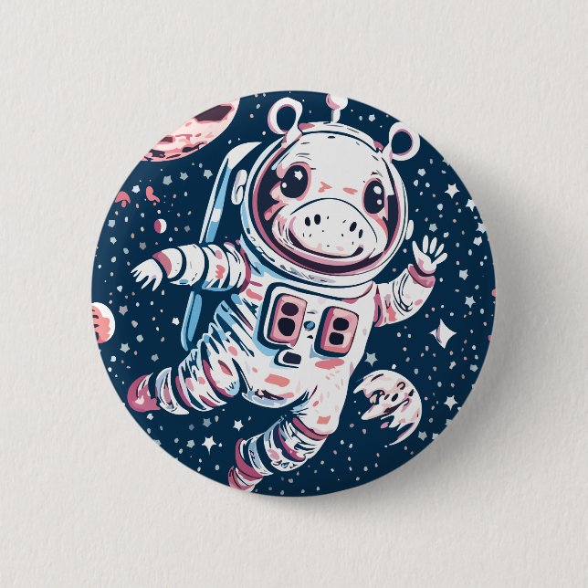 Badge Rond 5 Cm Astro Hippo (Devant)