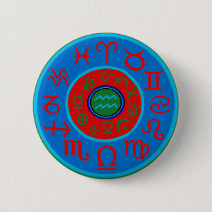 Badge Rond 5 Cm Astrologie Aquarius Zodiac