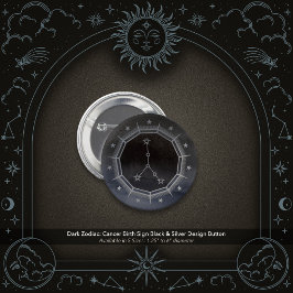 Badge Rond 5 Cm Astrologie du Zodiaque Sombre : Cancer Rond Noir e