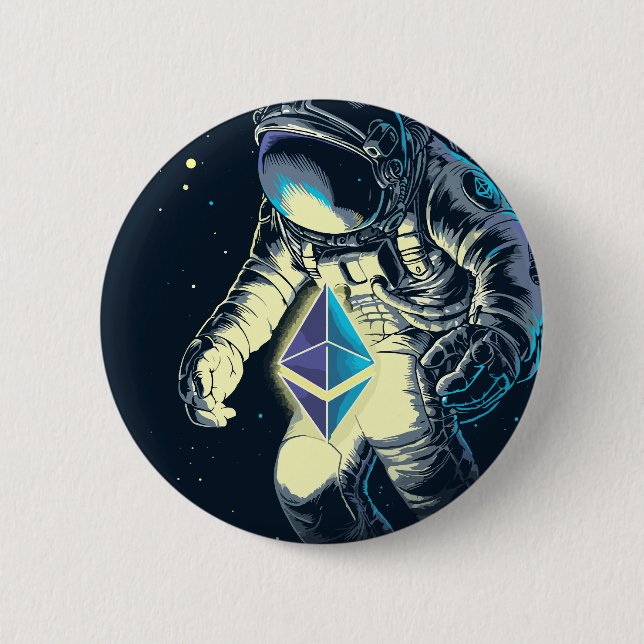 Badge Rond 5 Cm Astronaut Ethereum Crypto - ETH To the Moon (Devant)