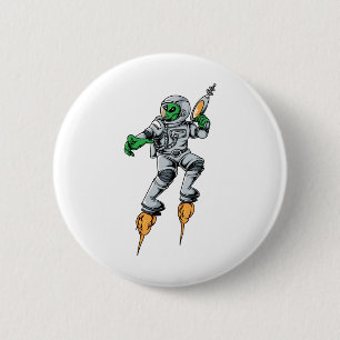 Badge Rond 5 Cm Astronaute Alien Sci-Fi Espace Ufo