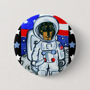 Badge Rond 5 Cm Astronaute dachshund