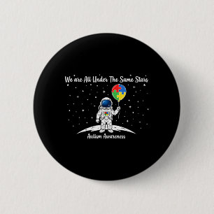 Badge Rond 5 Cm Astronaute de sensibilisation à l'autisme sous les
