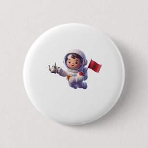 Badge Rond 5 Cm Astronaute Marocain Mignon Kawaii Autocollant 3D