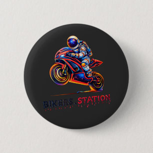 Badge Rond 5 Cm Astronaute Motard