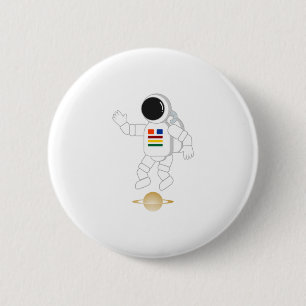 Badge Rond 5 Cm Astronaute Saturne