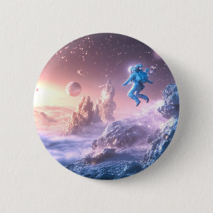 Badge Rond 5 Cm Astronaute sautant