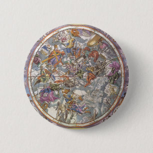 Badge Rond 5 Cm Astronomie Ancienne, Carte des Constellations Chré