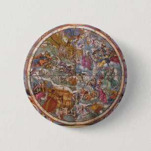 Badge Rond 5 Cm Astronomie Ancienne, Carte des Constellations Chré