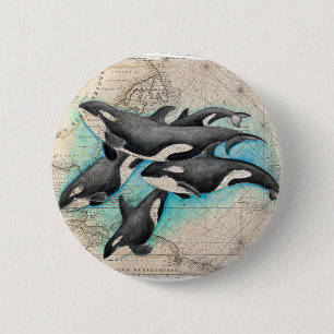 Badge Rond 5 Cm Atlas de carte d'orque
