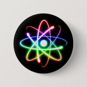 Badge Rond 5 Cm Atom brillant coloré Cadeaux Cool Geek