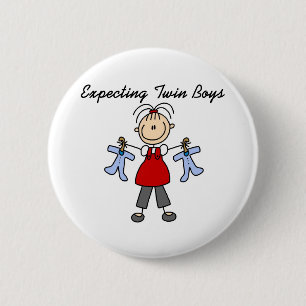 Badge Rond 5 Cm Attendre les garçons jumeaux