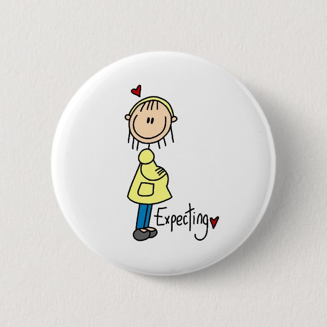 Badge Rond 5 Cm Attendre un bouton de bébé (Devant)