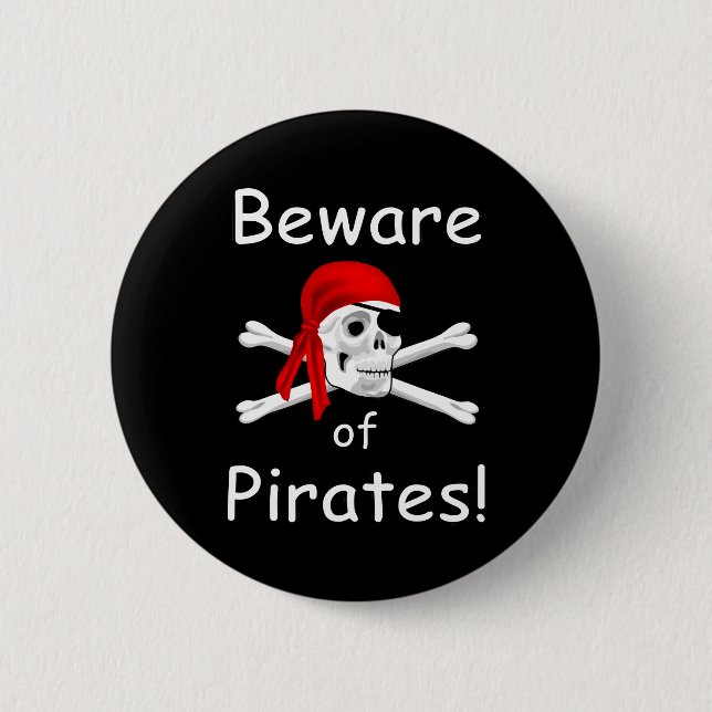 Badge Rond 5 Cm Attention au bouton Pirates (Devant)