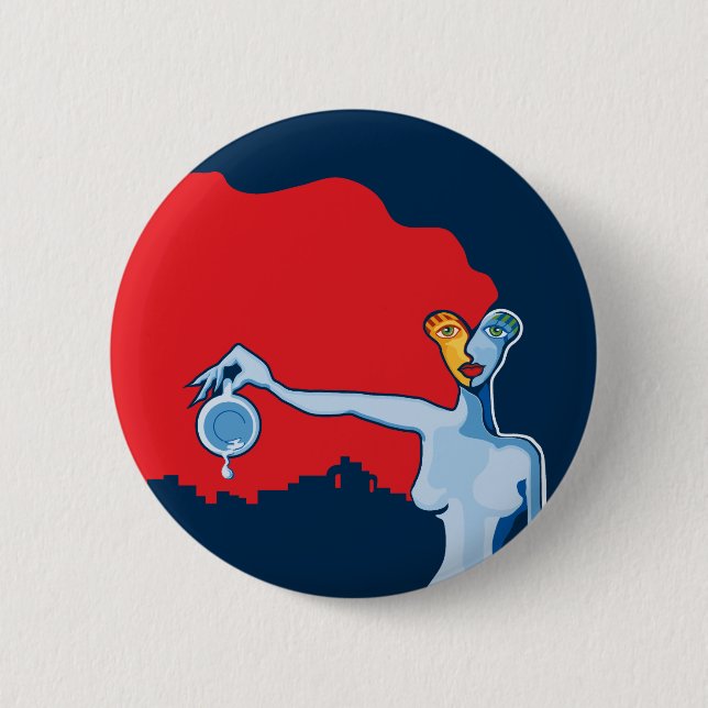 Badge Rond 5 Cm au loin éveillé (Devant)