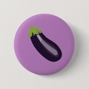 Badge Rond 5 Cm Aubergine Emoji
