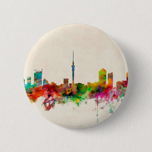 Badge Rond 5 Cm Auckland New Zealand Skyline