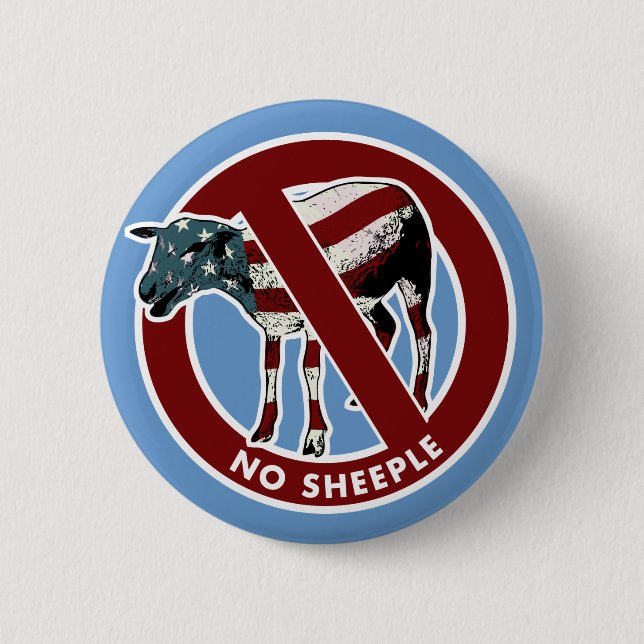 Badge Rond 5 Cm Aucun bouton américain de Sheeple (Devant)