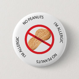 Badge Rond 5 Cm Aucun bouton d'alerte d'allergie d'arachides