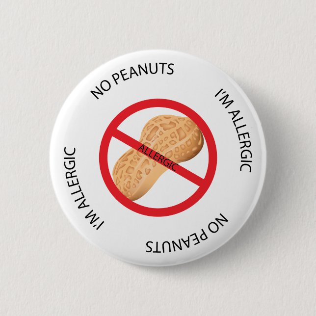 Badge Rond 5 Cm Aucun bouton d'alerte d'allergie d'arachides (Devant)