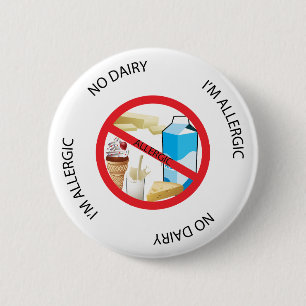 Badge Rond 5 Cm Aucun bouton d'alerte d'allergie de laiterie