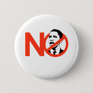 BADGE ROND 5 CM AUCUN OBAMA / ANTI-OBAMA