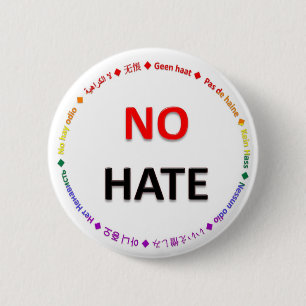 Badge Rond 5 Cm Aucune haine dans beaucoup de langues