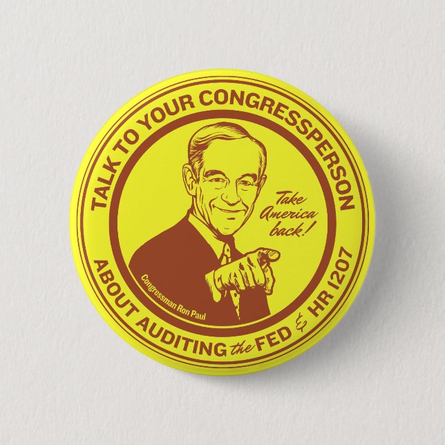 Badge Rond 5 Cm Auditez le bouton de Federal Reserve (Devant)