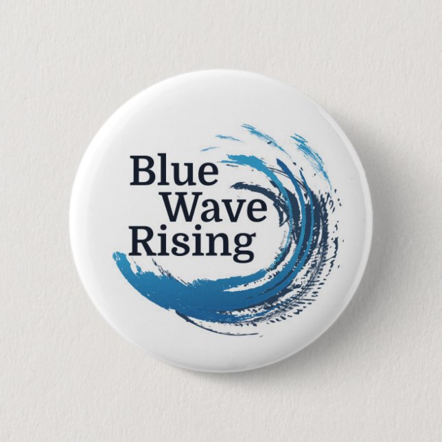 Badge Rond 5 Cm Augmentation bleue de vague (Devant)