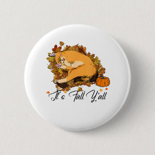 Badge Rond 5 Cm Auntumn Chat It’s Fall Y’all Citrouille Autumn Hal
