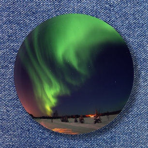 Badge Rond 5 Cm aurores boréales au lac Bear