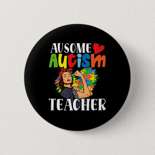 Badge Rond 5 Cm Ausome Autisme Handicap des enseignants Mois 1