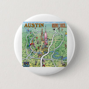 Badge Rond 5 Cm Austin Round Rock Texas Fun Carte