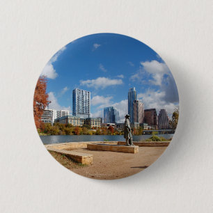 Badge Rond 5 Cm Austin Texas Downtown Skyline - Ladybird Lake