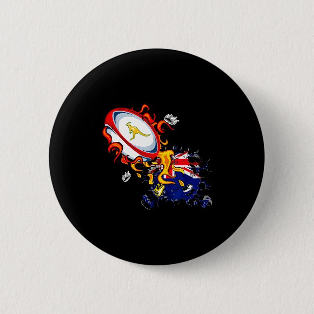 Badge Rond 5 Cm Australia Rugby, Wallabies Rugby Jersey, Australia (Devant)