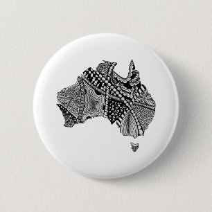 Badge Rond 5 Cm Australie Carte Doodle