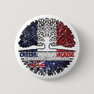 Badge Rond 5 Cm Australie France drapeau des racines d'arbre