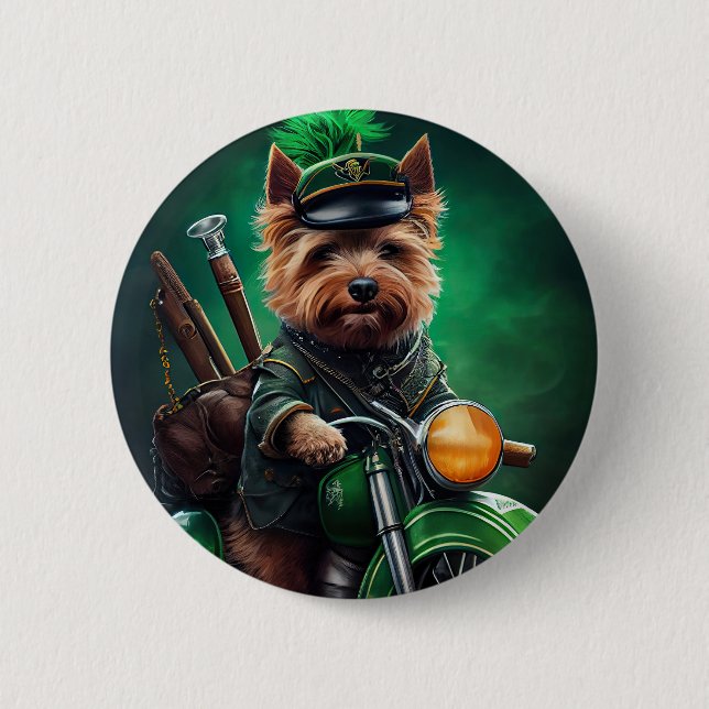 Badge Rond 5 Cm Australien Terrier conduite vélo St. Patrick's Day (Devant)