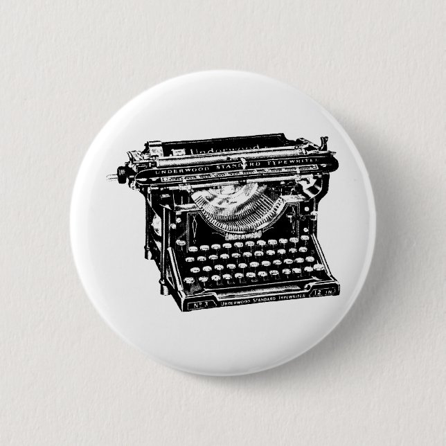 Badge Rond 5 Cm Auteur de machine à écrire de sous-bois (Devant)