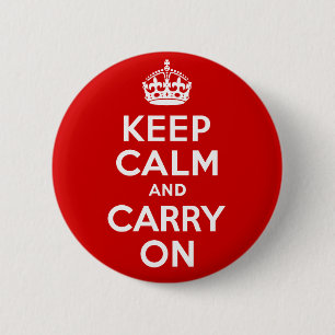 Badge Rond 5 Cm Authentique gardez le calme et continuez le rouge