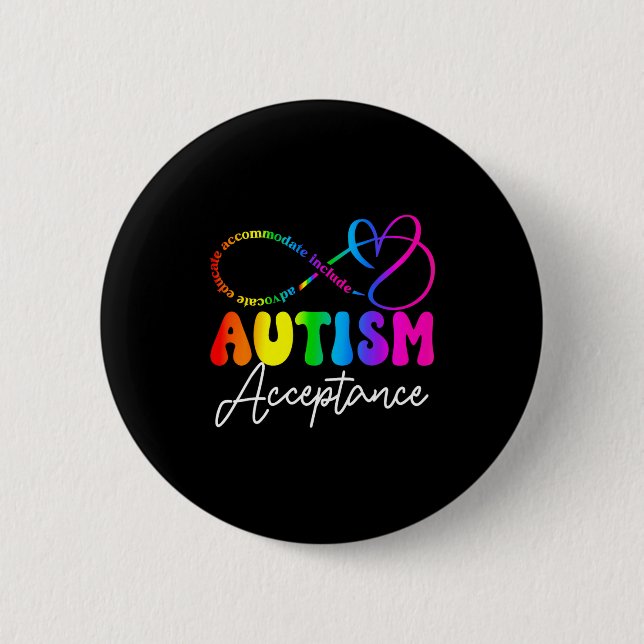 Badge Rond 5 Cm Autism Awareness Acceptance Infinity Symbol Advoca (Devant)